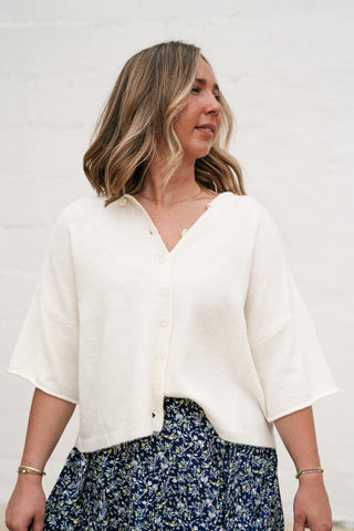 Sunny May Knit Button Up - Ivory