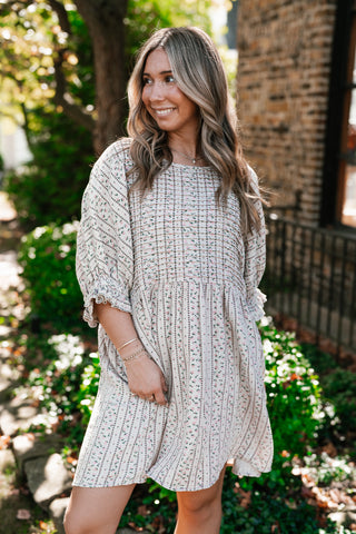 Timeless Dream Textured Mini Dress - Sage Grey