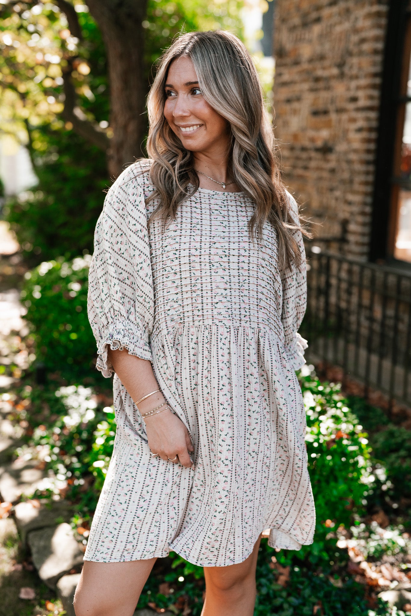 Timeless Dream Textured Mini Dress - Sage Grey
