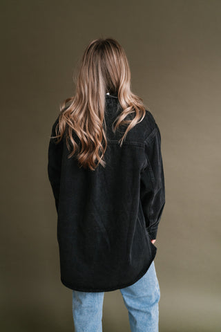 Backroads Relaxed Washed Black Denim Shacket