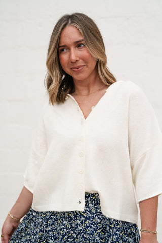 Sunny May Knit Button Up - Ivory