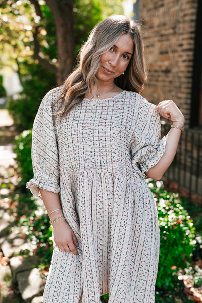 Timeless Dream Textured Mini Dress - Sage Grey