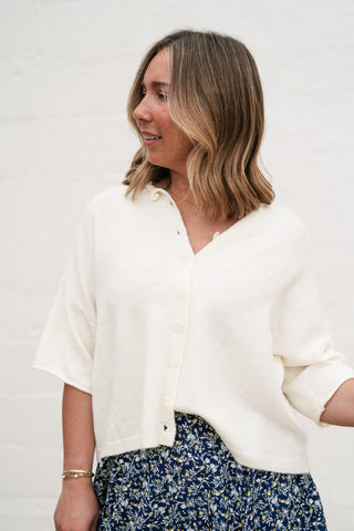 Sunny May Knit Button Up - Ivory