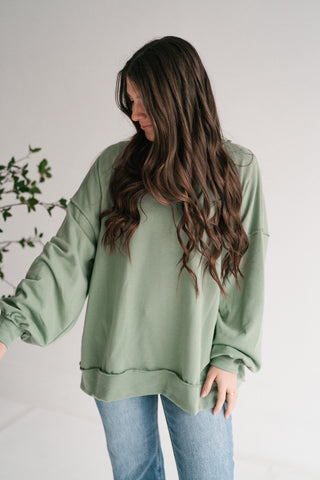Timeless Touch Mock Neck Sweatshirt - Sage