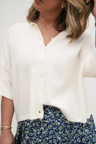 Sunny May Knit Button Up - Ivory