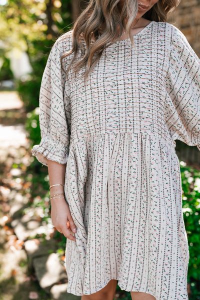 Timeless Dream Textured Mini Dress - Sage Grey