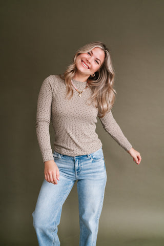 Faded Florals Long Sleeve Ribbed Top