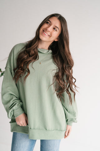 Timeless Touch Mock Neck Sweatshirt - Sage