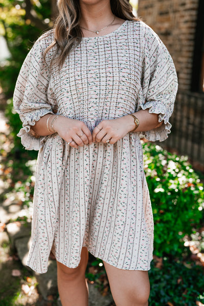 Timeless Dream Textured Mini Dress - Sage Grey