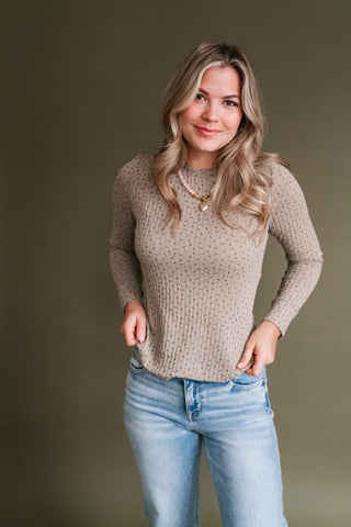 Faded Florals Long Sleeve Ribbed Top