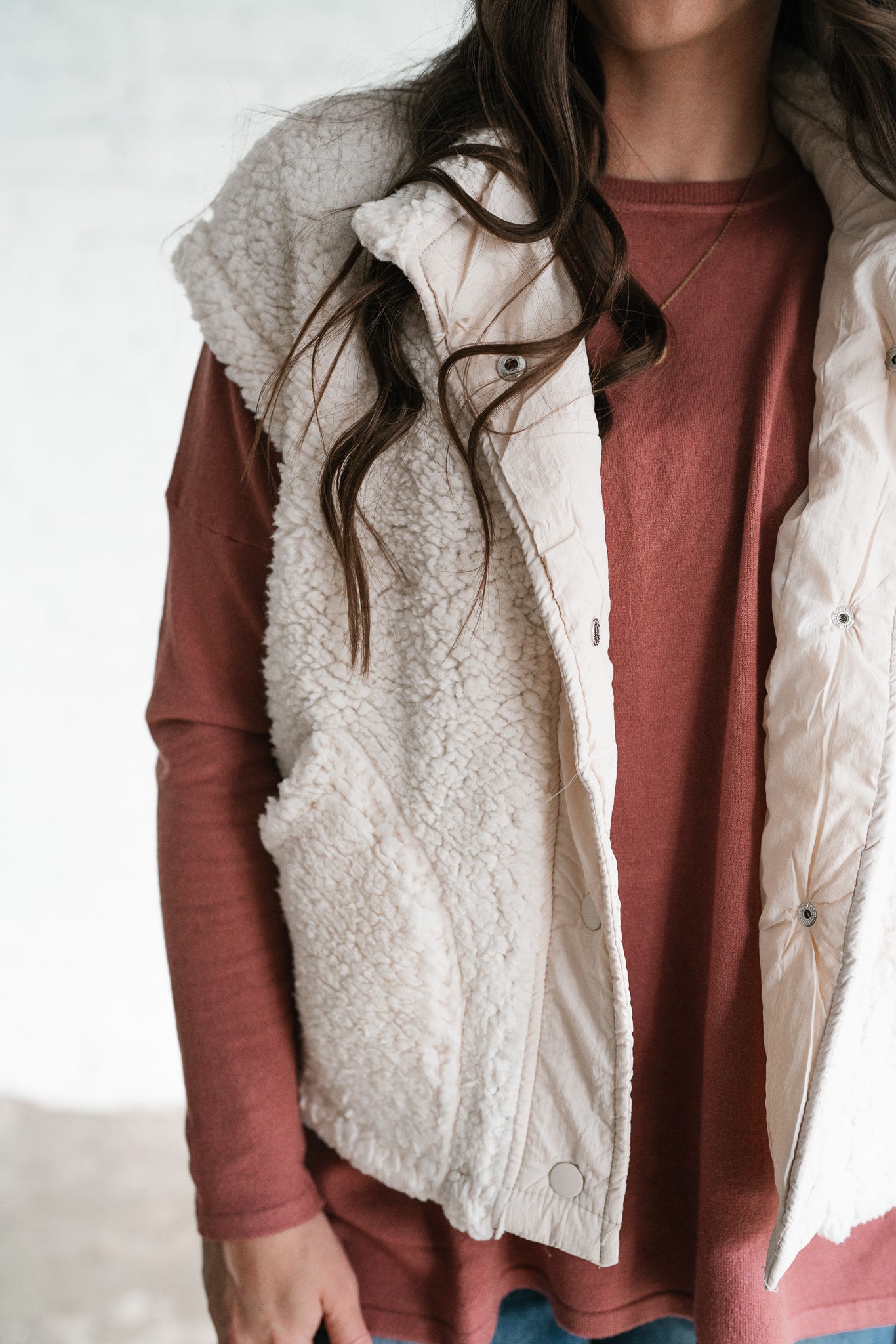 Falling For You Sherpa Vest - Cream