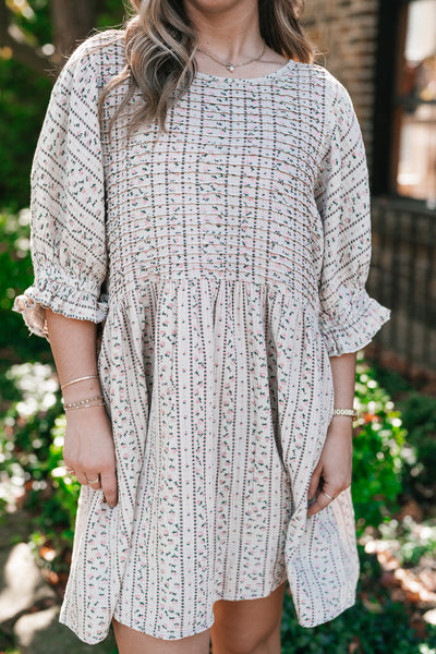 Timeless Dream Textured Mini Dress - Sage Grey