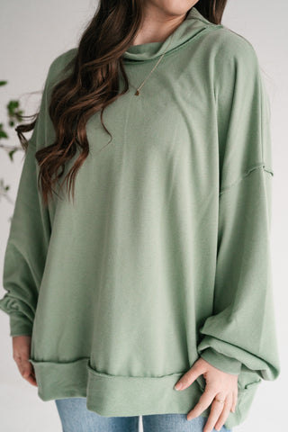 Timeless Touch Mock Neck Sweatshirt - Sage