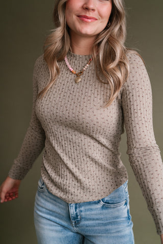 Faded Florals Long Sleeve Ribbed Top