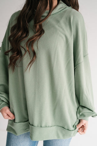 Timeless Touch Mock Neck Sweatshirt - Sage