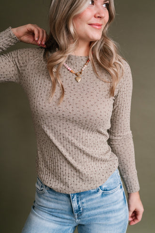 Faded Florals Long Sleeve Ribbed Top