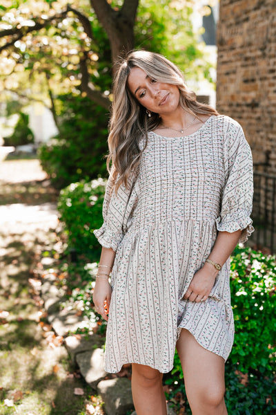 Timeless Dream Textured Mini Dress - Sage Grey