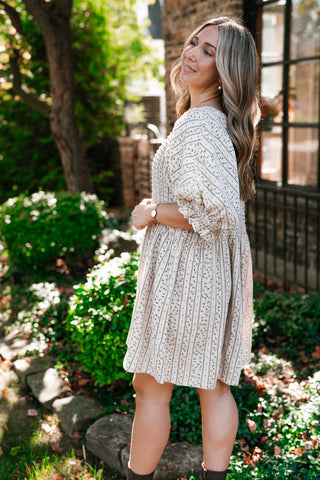 Timeless Dream Textured Mini Dress - Sage Grey