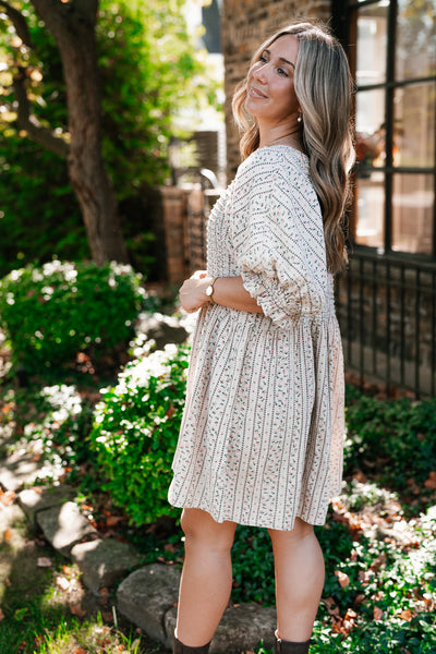 Timeless Dream Textured Mini Dress - Sage Grey