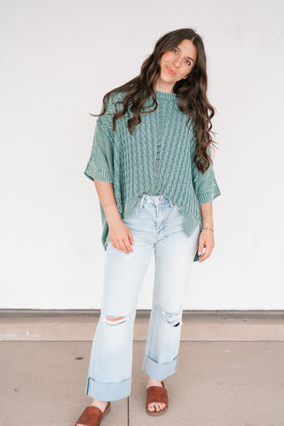 Indie Girl Short Sleeve Knit Mineral Wash Top