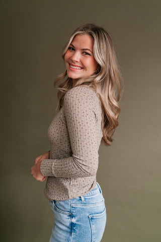 Faded Florals Long Sleeve Ribbed Top