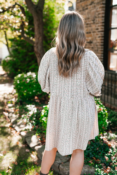 Timeless Dream Textured Mini Dress - Sage Grey