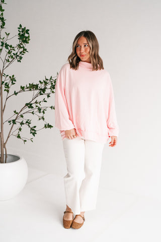 Timeless Touch Mock Neck Sweatshirt - Soft Pink