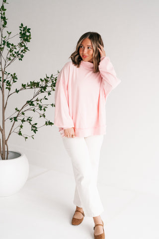 Timeless Touch Mock Neck Sweatshirt - Soft Pink