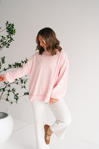 Timeless Touch Mock Neck Sweatshirt - Soft Pink