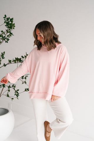Timeless Touch Mock Neck Sweatshirt - Soft Pink