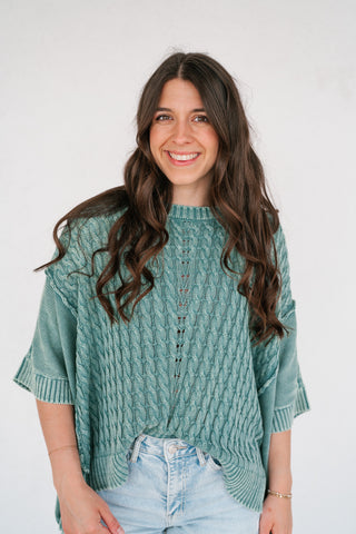 Indie Girl Short Sleeve Knit Mineral Wash Top