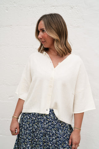 Sunny May Knit Button Up - Ivory
