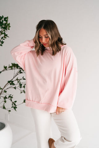 Timeless Touch Mock Neck Sweatshirt - Soft Pink