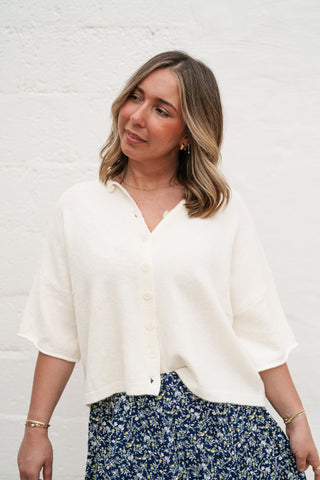 Sunny May Knit Button Up - Ivory