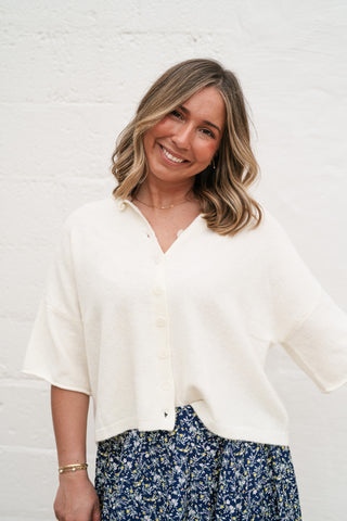 Sunny May Knit Button Up - Ivory