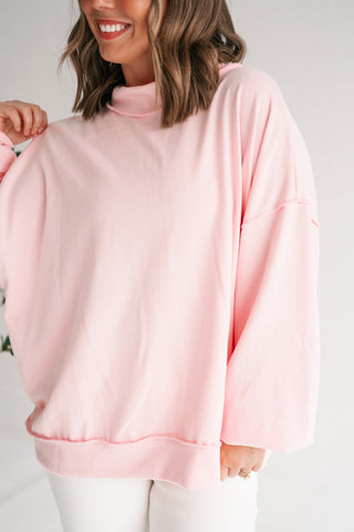 Timeless Touch Mock Neck Sweatshirt - Soft Pink