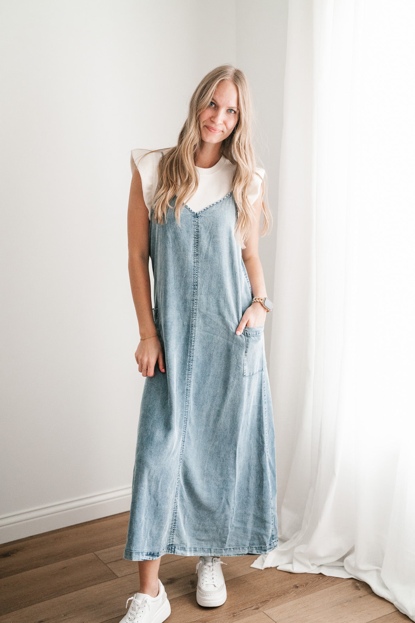 Fresh Fall Feeling Denim Midi Dress