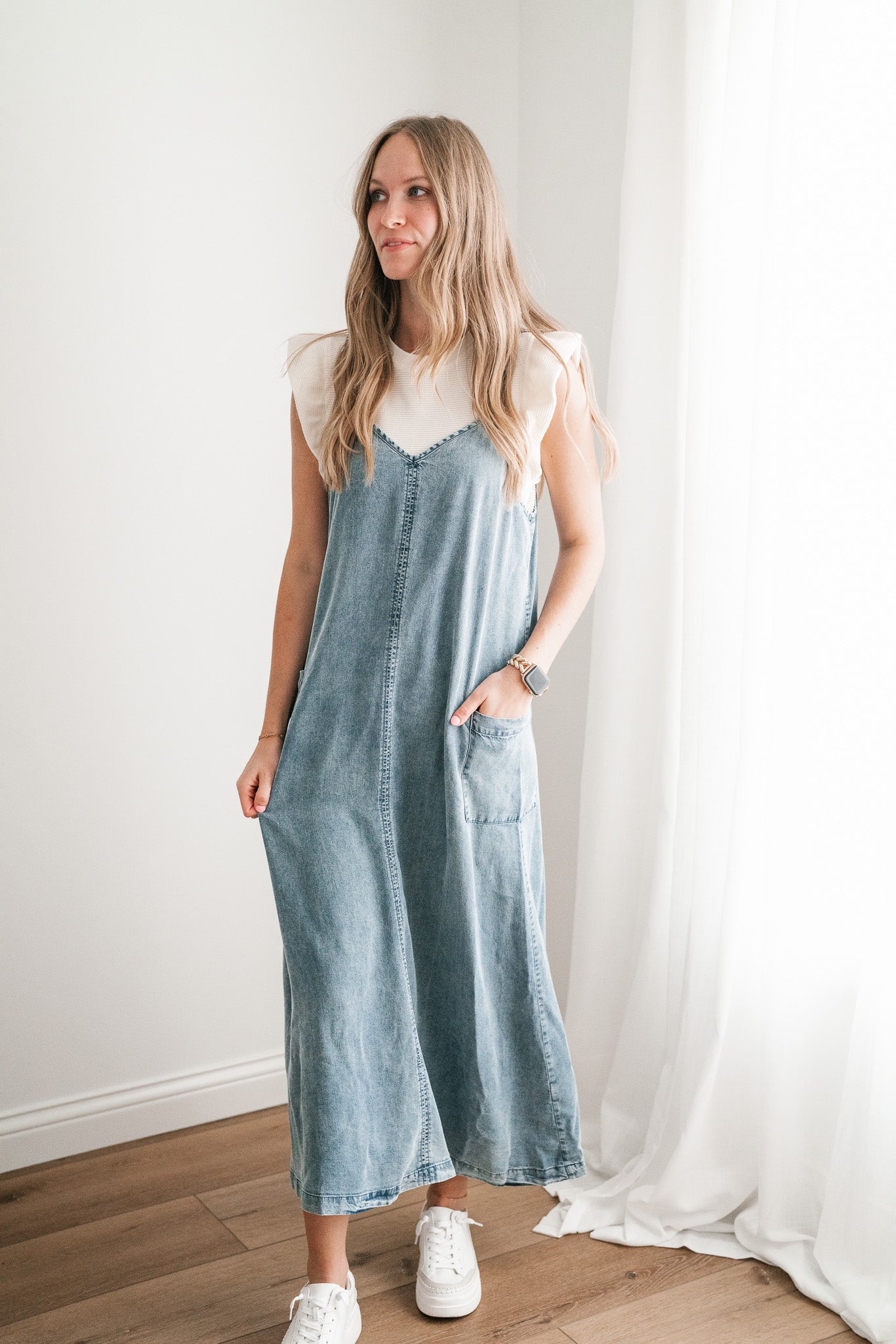 Fresh Fall Feeling Denim Midi Dress