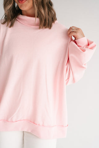 Timeless Touch Mock Neck Sweatshirt - Soft Pink