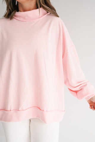 Timeless Touch Mock Neck Sweatshirt - Soft Pink