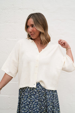Sunny May Knit Button Up - Ivory
