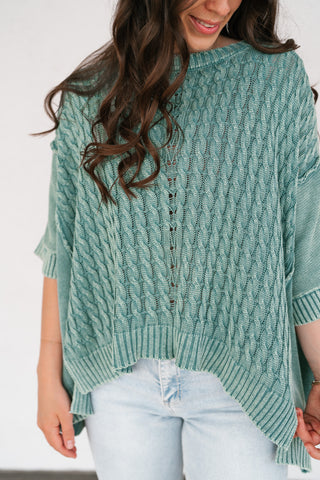 Indie Girl Short Sleeve Knit Mineral Wash Top