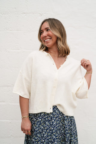 Sunny May Knit Button Up - Ivory
