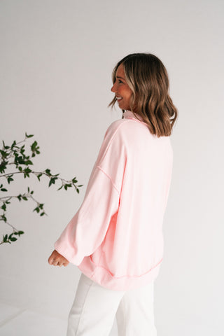 Timeless Touch Mock Neck Sweatshirt - Soft Pink