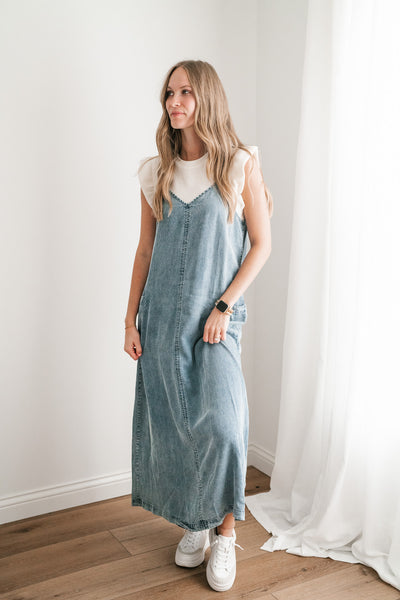 Fresh Fall Feeling Denim Midi Dress