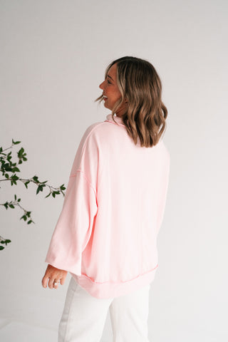 Timeless Touch Mock Neck Sweatshirt - Soft Pink