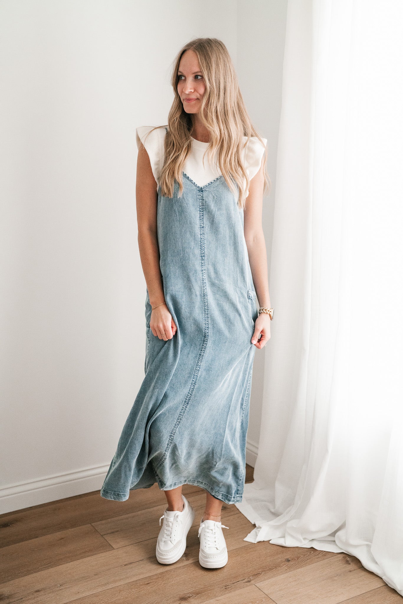 Fresh Fall Feeling Denim Midi Dress