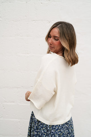 Sunny May Knit Button Up - Ivory