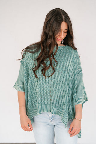 Indie Girl Short Sleeve Knit Mineral Wash Top