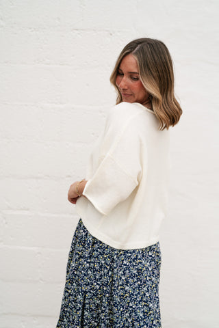 Sunny May Knit Button Up - Ivory
